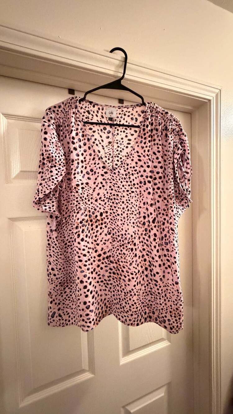 Cabi Seaside Top #5980 in Pink Leopard Animal Print